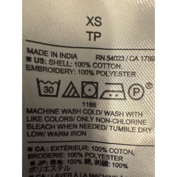 Banana Republic XS Black Peplum Blouse White Embroidery Puff Sleeves - Picture 10 of 12